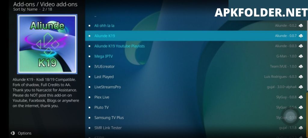 Aliunde K19 Kodi Addon