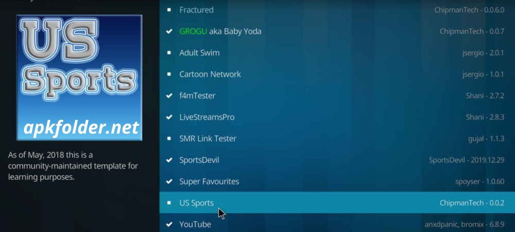 US Sports Kodi Addon
